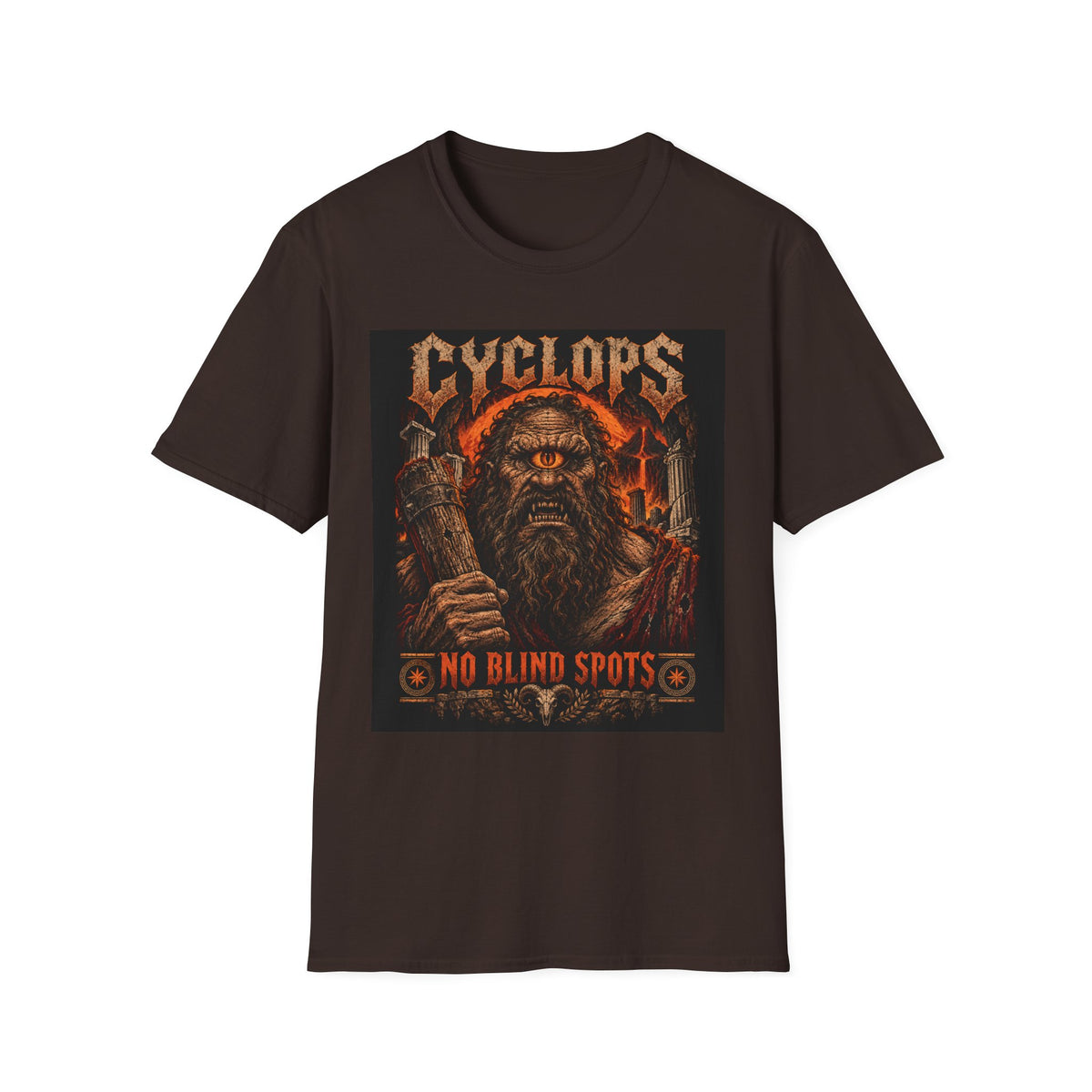 Cyclops Graphic T-Shirt — "No Blind Spots" Vintage Mythic Metal Design