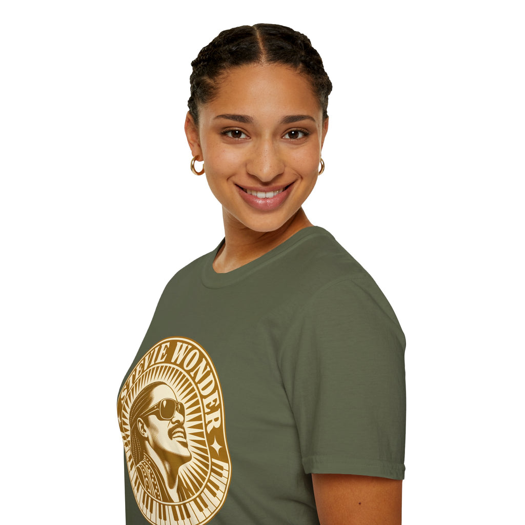 Stevie Wonder Graphic T-Shirt - Vintage Gold Portrait Tee