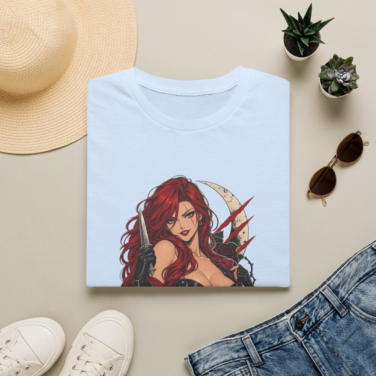 Katarina | League of Legends | Gothic Redhead Pin Up Assasin T-Shirt