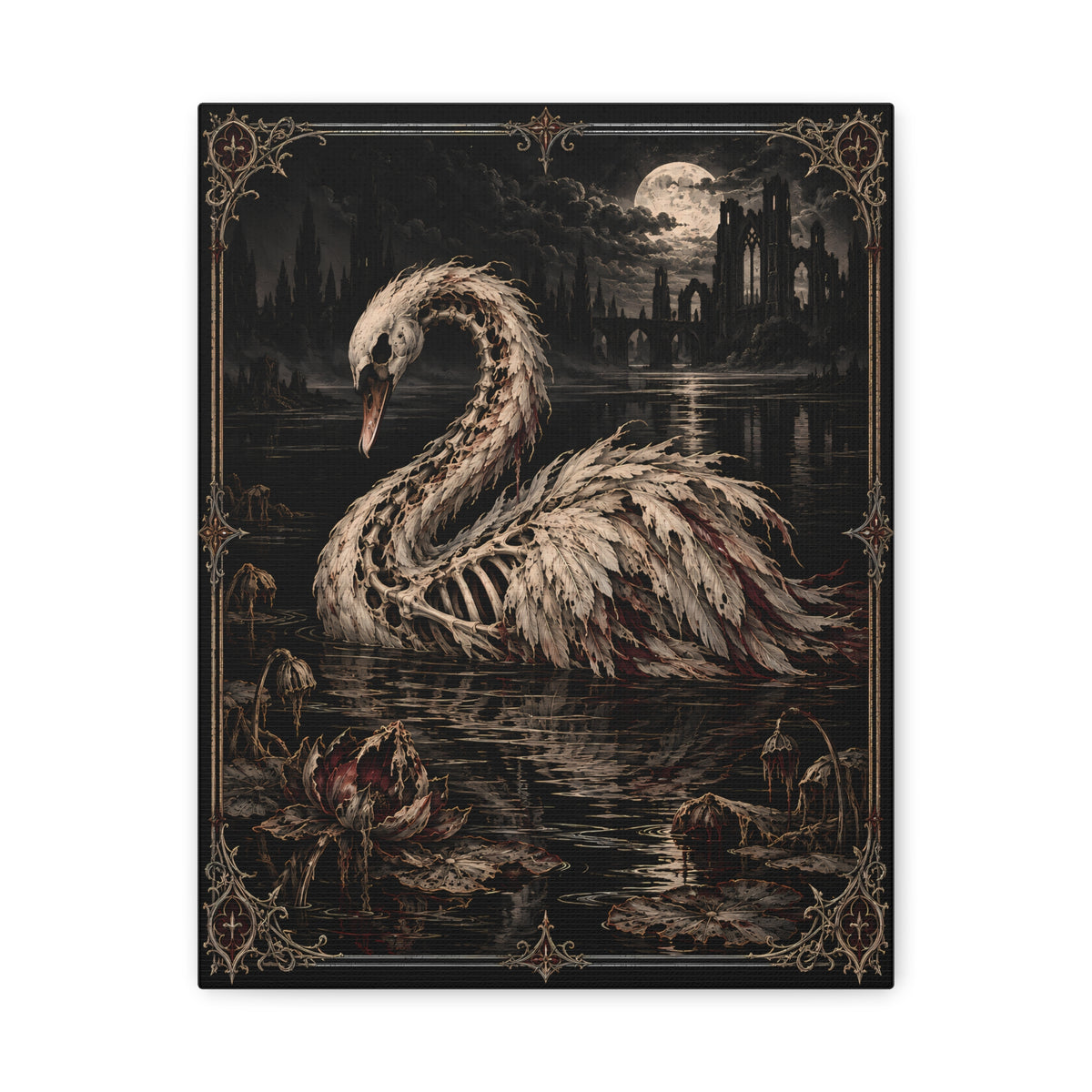 Canvas | Dark Gothic Swan | Occult Wall Art