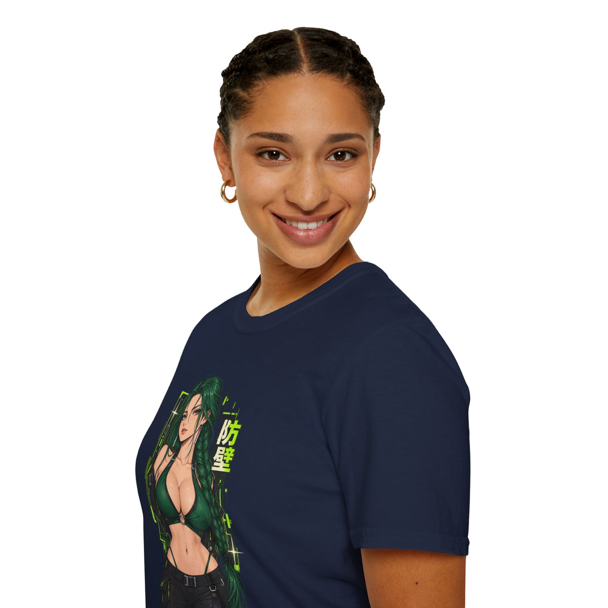 Jade | Anime Green-Haired Sexy Pin Up Girl Warrior Graphic Shirt