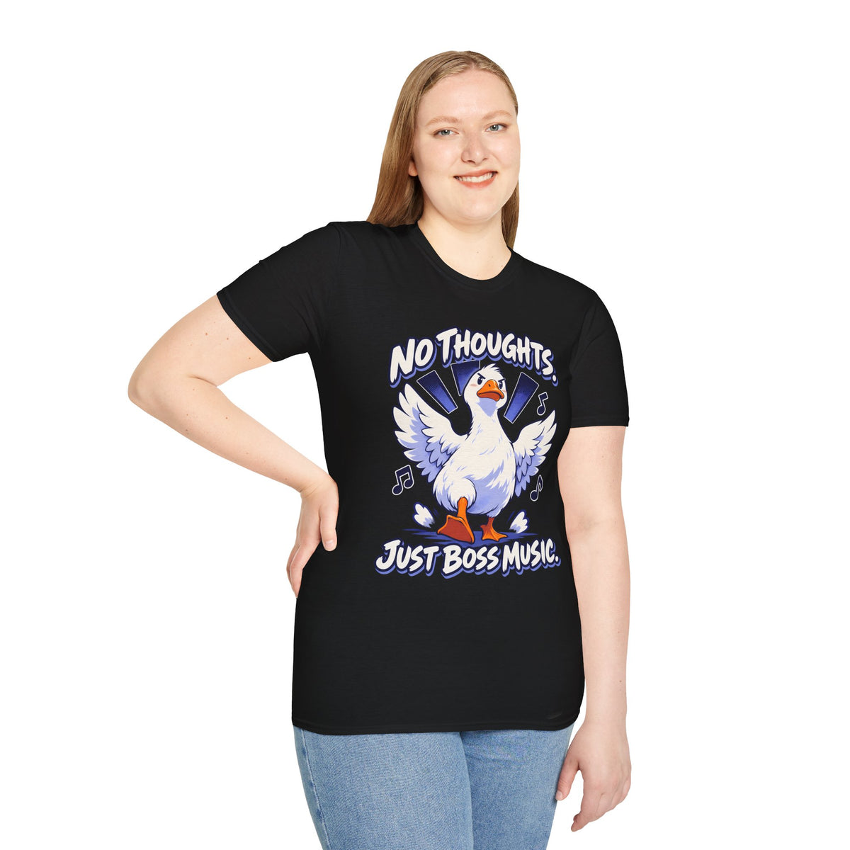 Cute Goose | No Thoughts, Just Boss Music T Shirt