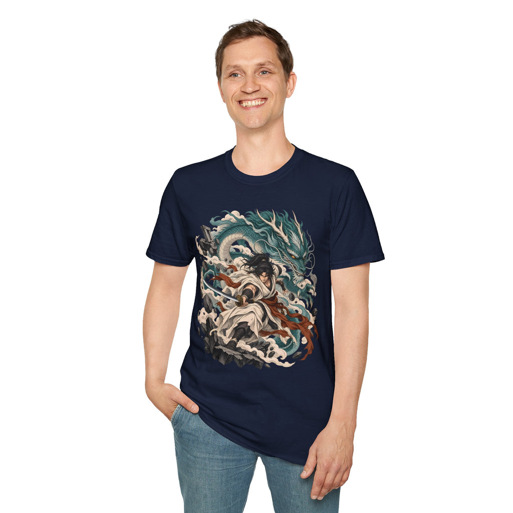 Mythic Dragon Warrior | Japanese Samurai and Serpent T Shirt