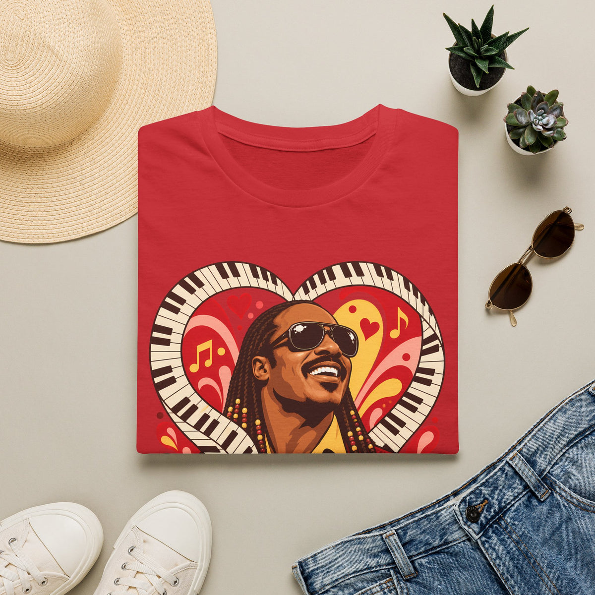 Stevie Wonder Heart Graphic T-Shirt
