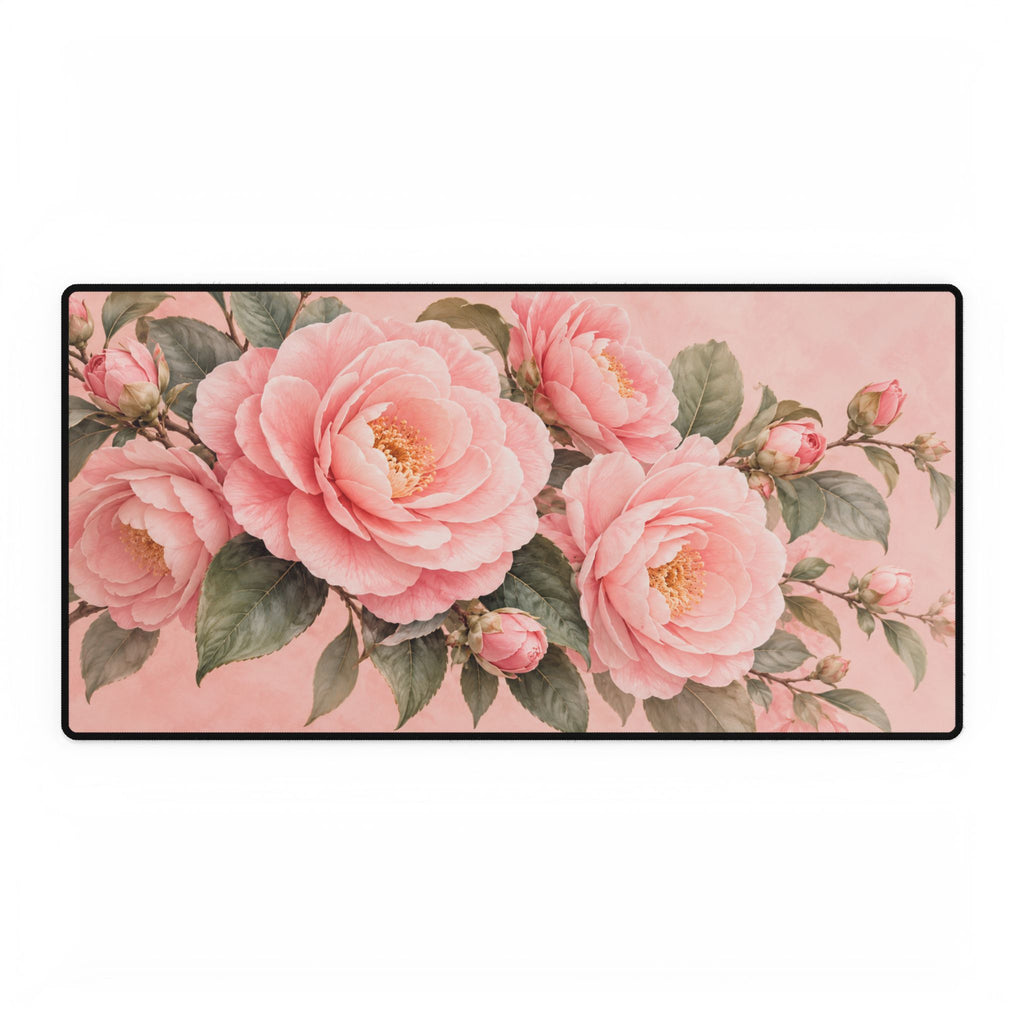 Pastel Pink Camellia Flowers Botanical Wall Art - Pastel Floral Design