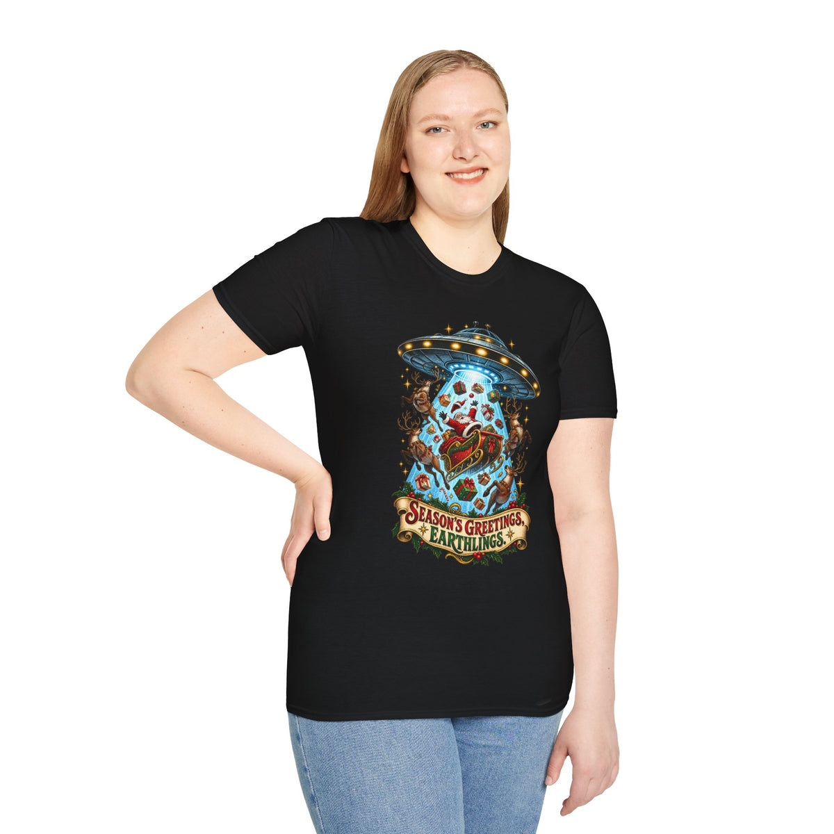 UFO Christmas | Season’s Greetings Earthlings UFO Christmas T-Shirt