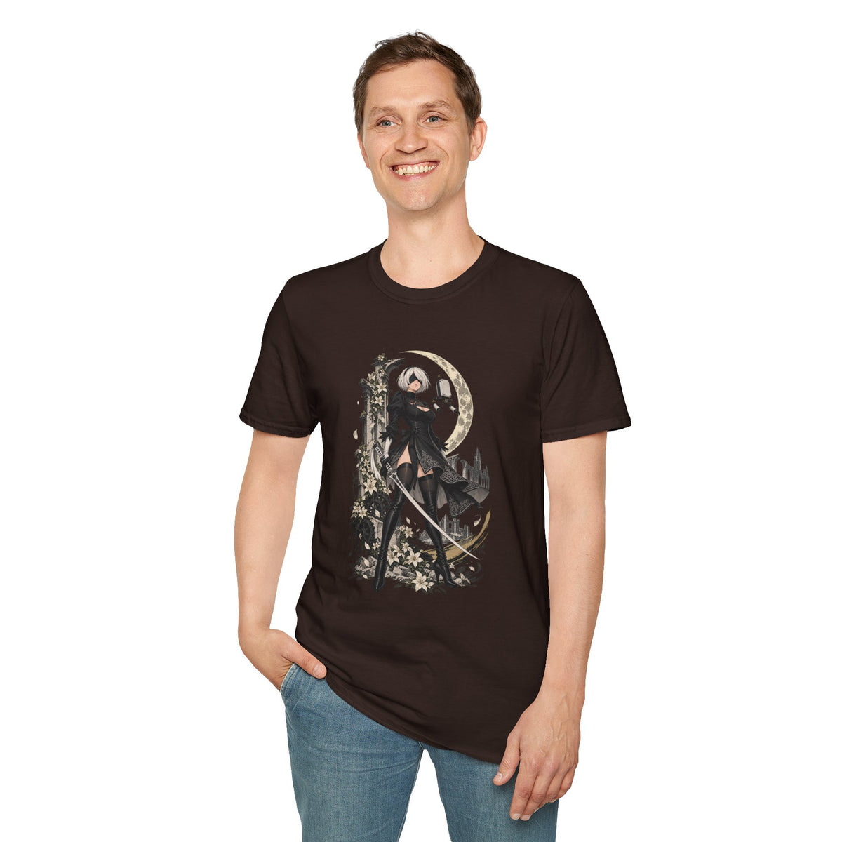 2B | Nie: Automata | Anime Gothic Warrior Moonlight Pin Up T-Shirt
