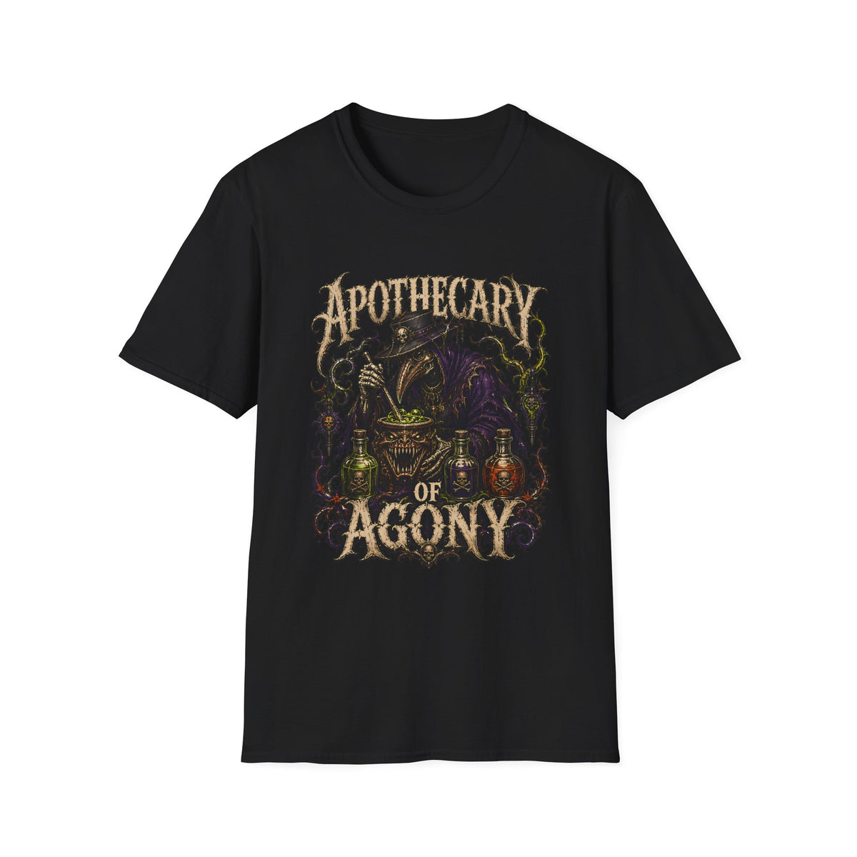 Apothecary of Agony T-Shirt - Dark Plague Doctor Gothic Tee
