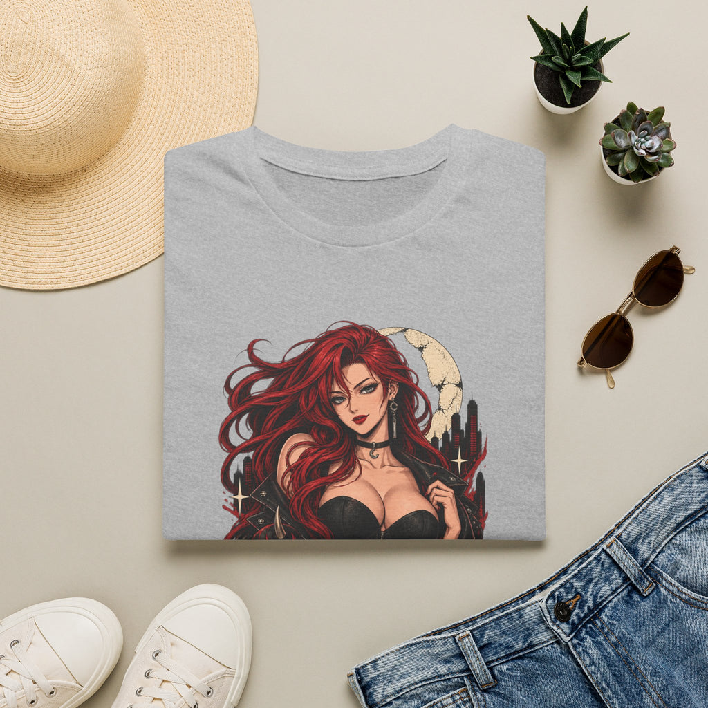 Crimson Dusk | Sexy Gothic Hannya Mask Pin up Woman T-Shirt