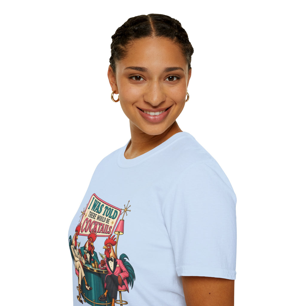 I Was Told There Would Be Cocktails T-Shirt | Retro Flamingo Bar Cocktail Tee