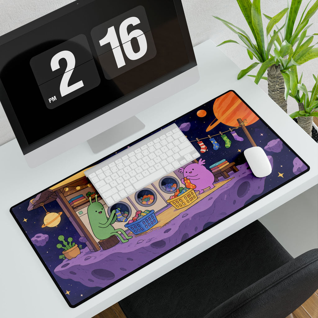 Mouse Mat | Cute Space Laundry | Cartoon Alien Washers Gaming Desk Mat