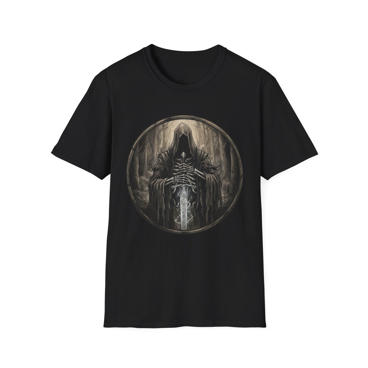 Grim Reaper Hooded Knight T-Shirt — Dark Fantasy Gothic Tee