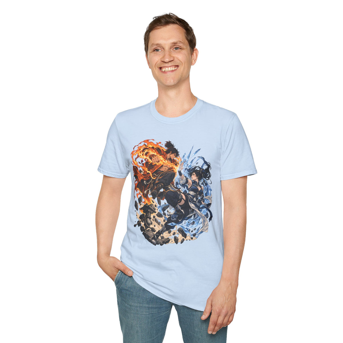 Elemental Battle | Fire vs Ice | Ninja Japanese Fantasy T-Shirt