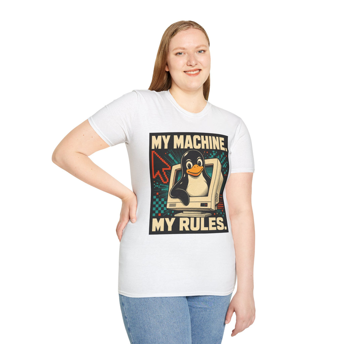Retro Tux Penguin Tee — "My Machine, My Rules" Vintage Computer T-Shirt