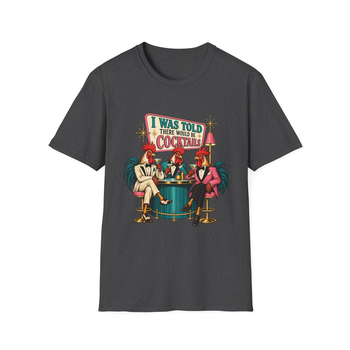 I Was Told There Would Be Cocktails T-Shirt | Retro Flamingo Bar Cocktail Tee