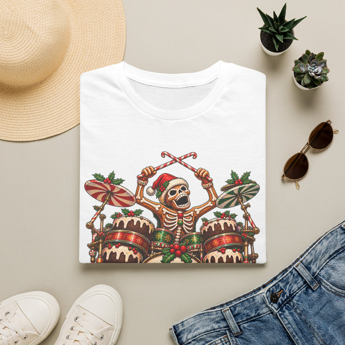 Gingerbread Headbangers | Drummer Christmas T-Shirt