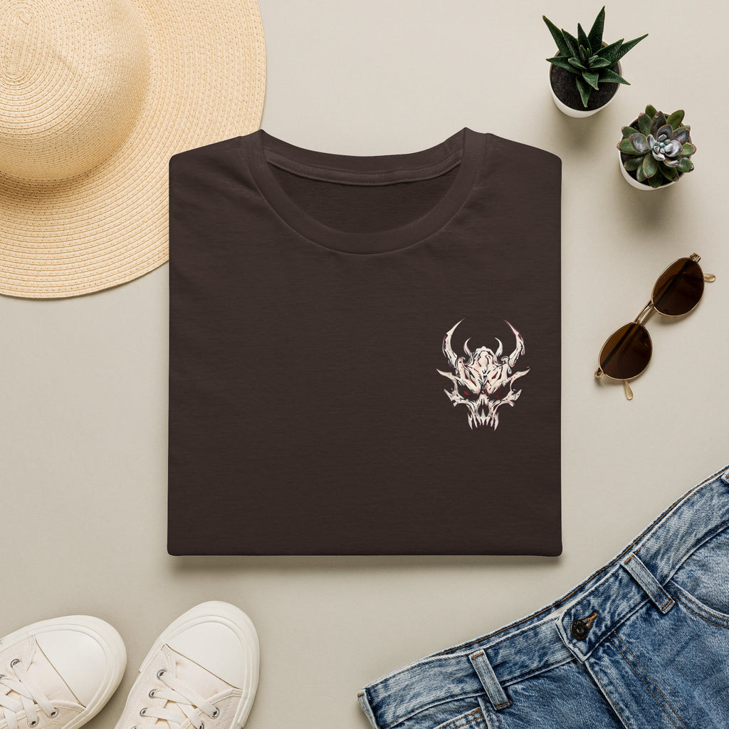 Demon Skull Chest Tee — Gothic Horned Skull T-Shirt