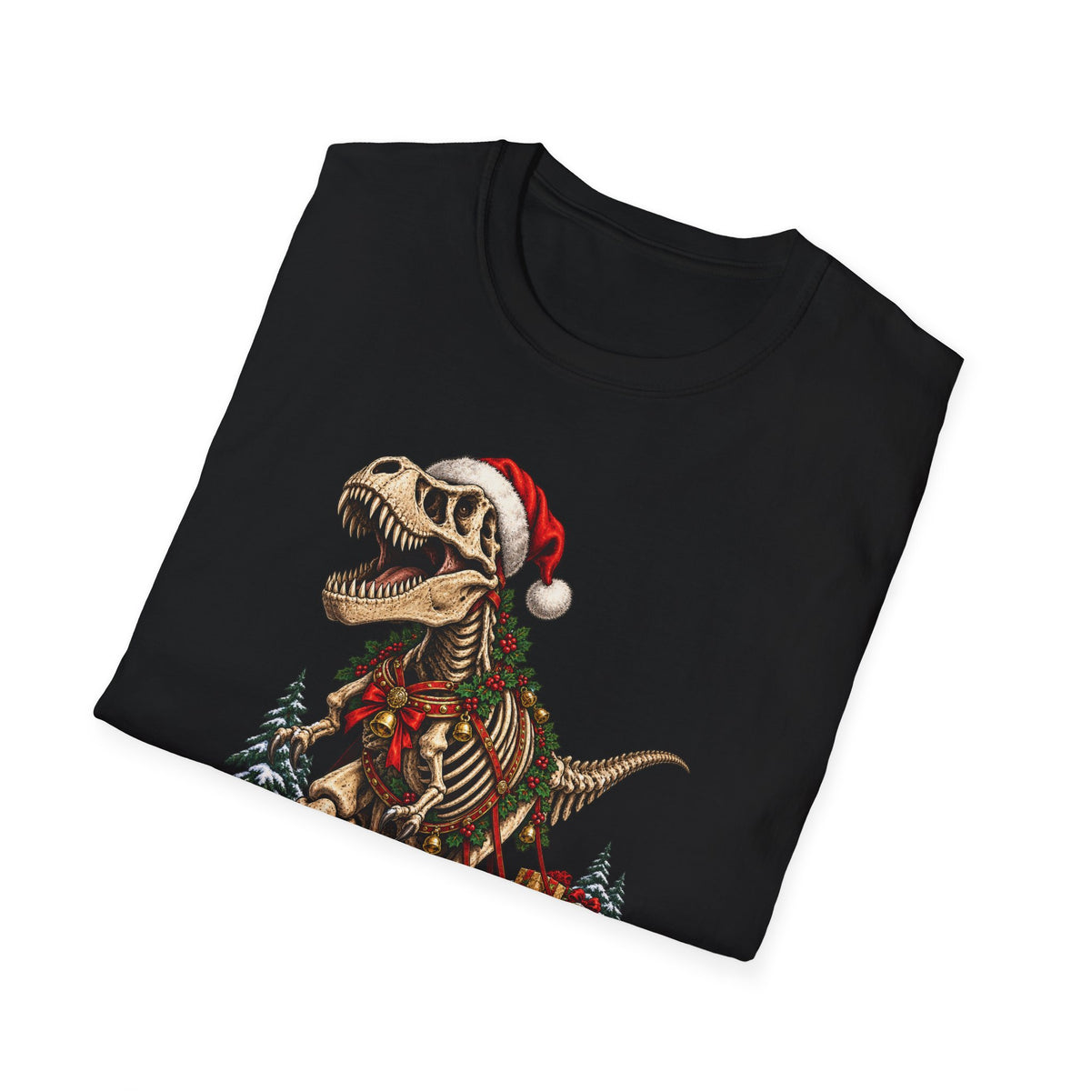 T-Rex Sleigh | Dinosaur Fossil Christmas T‑Shirt