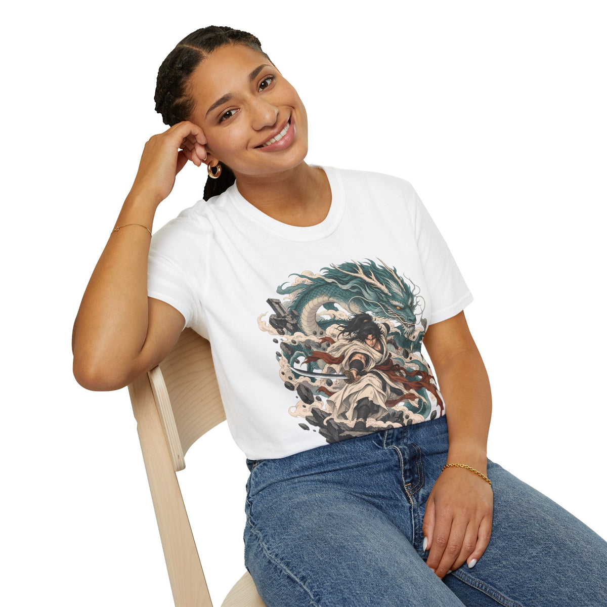 Mythic Dragon Warrior | Japanese Samurai and Serpent T Shirt