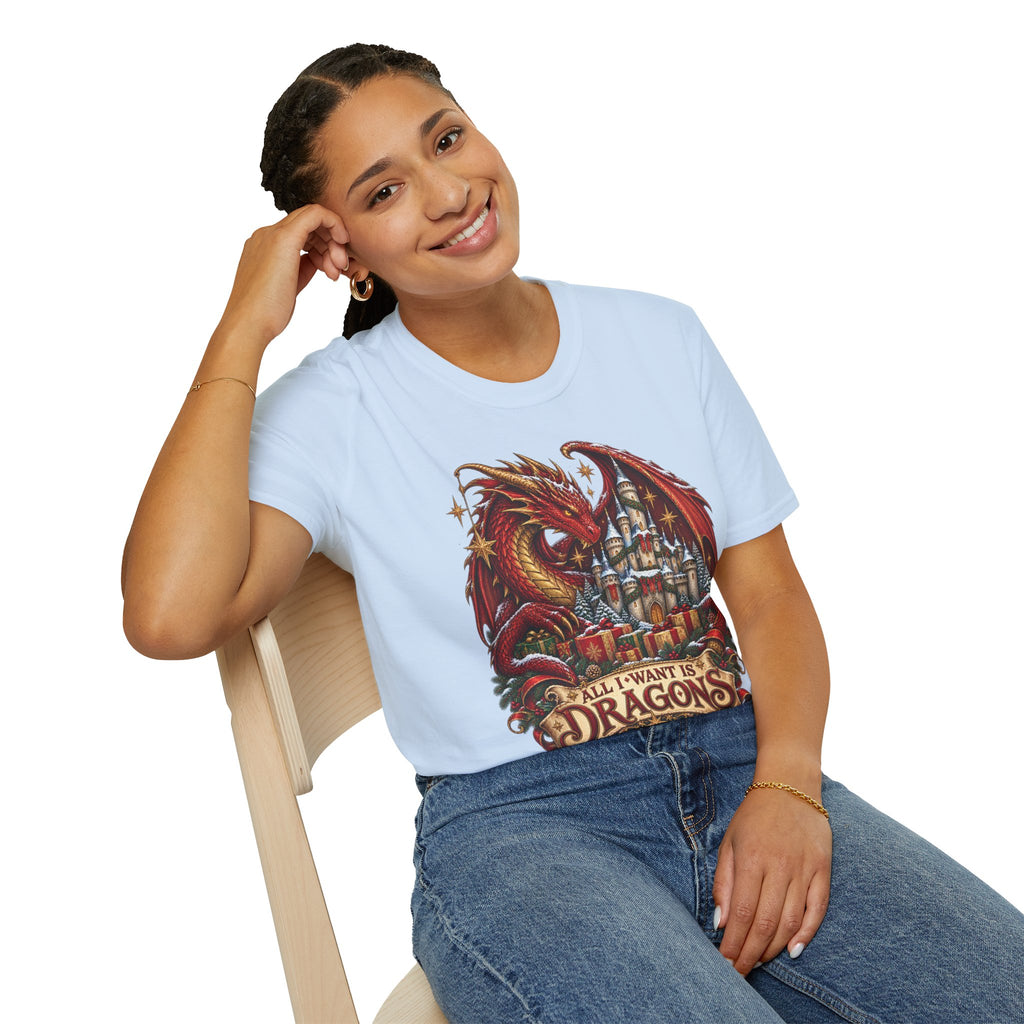 All I Want For Christmas | Dragon Castle T-Shirt