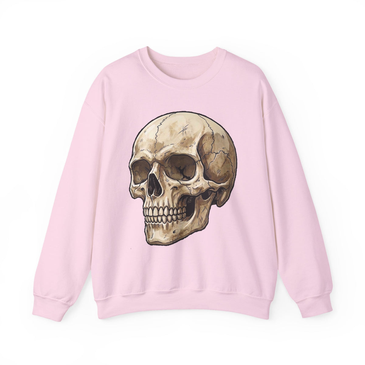 Skull Art Crewneck Sweatshirt — Vintage Anatomical Skull Graphic