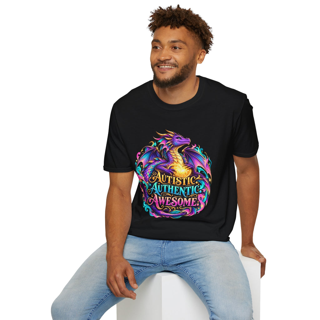 Autistic Authentic Awesome Dragon T-Shirt
