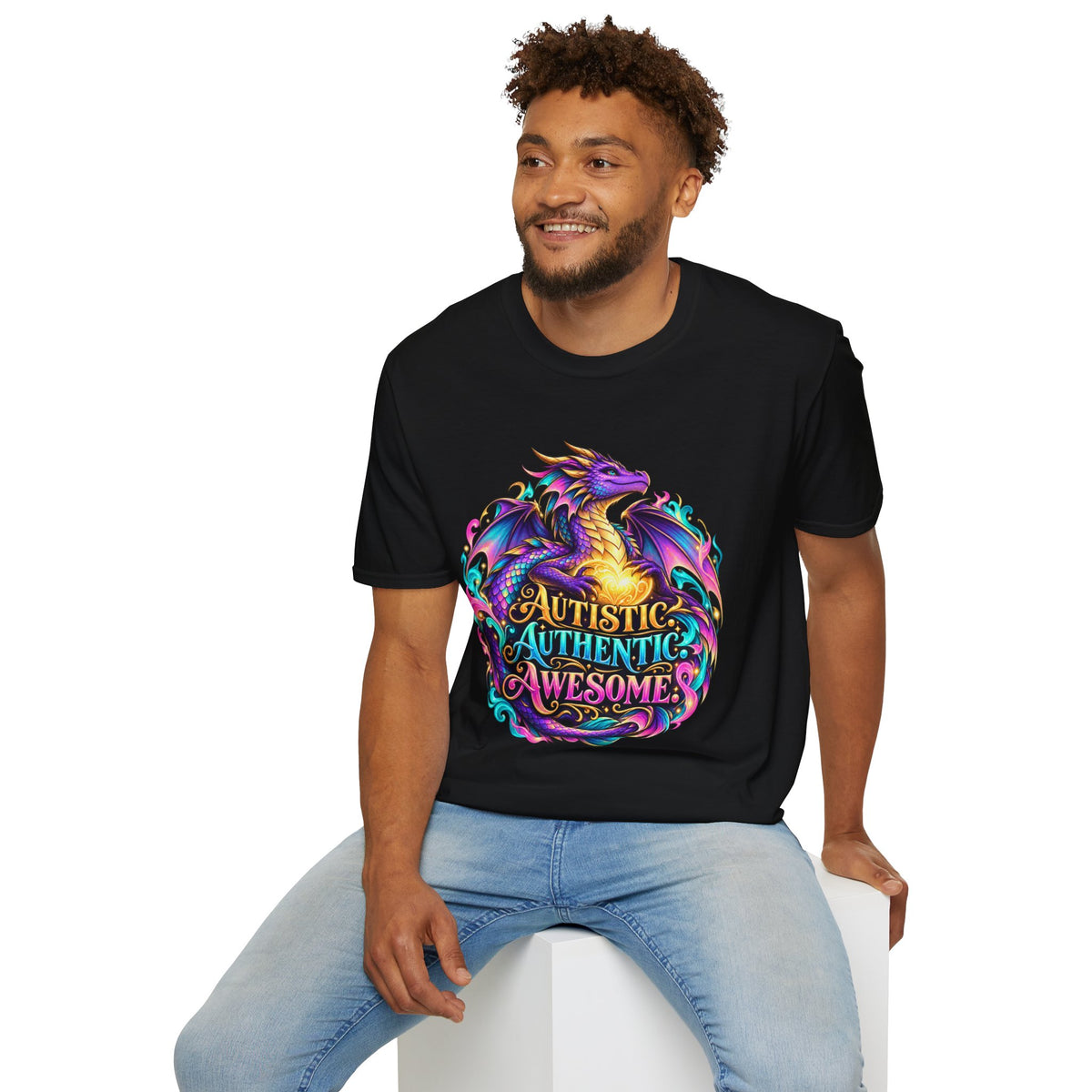 Autistic Authentic Awesome Dragon T-Shirt