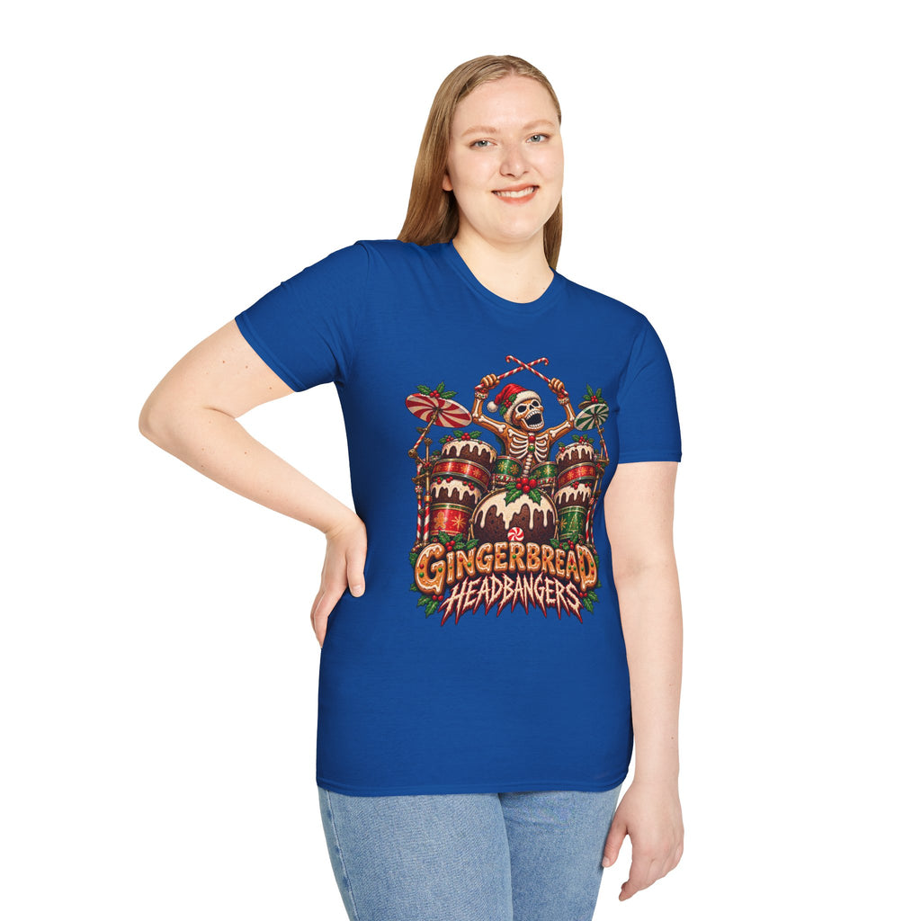 Gingerbread Headbangers | Drummer Christmas T-Shirt