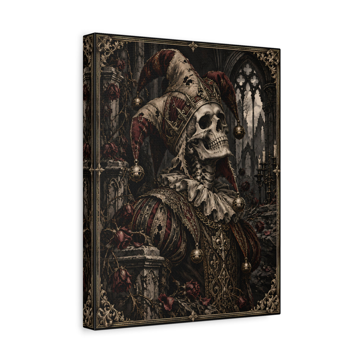 Canvas | Gothic Jester Skull | Occult Wall Art