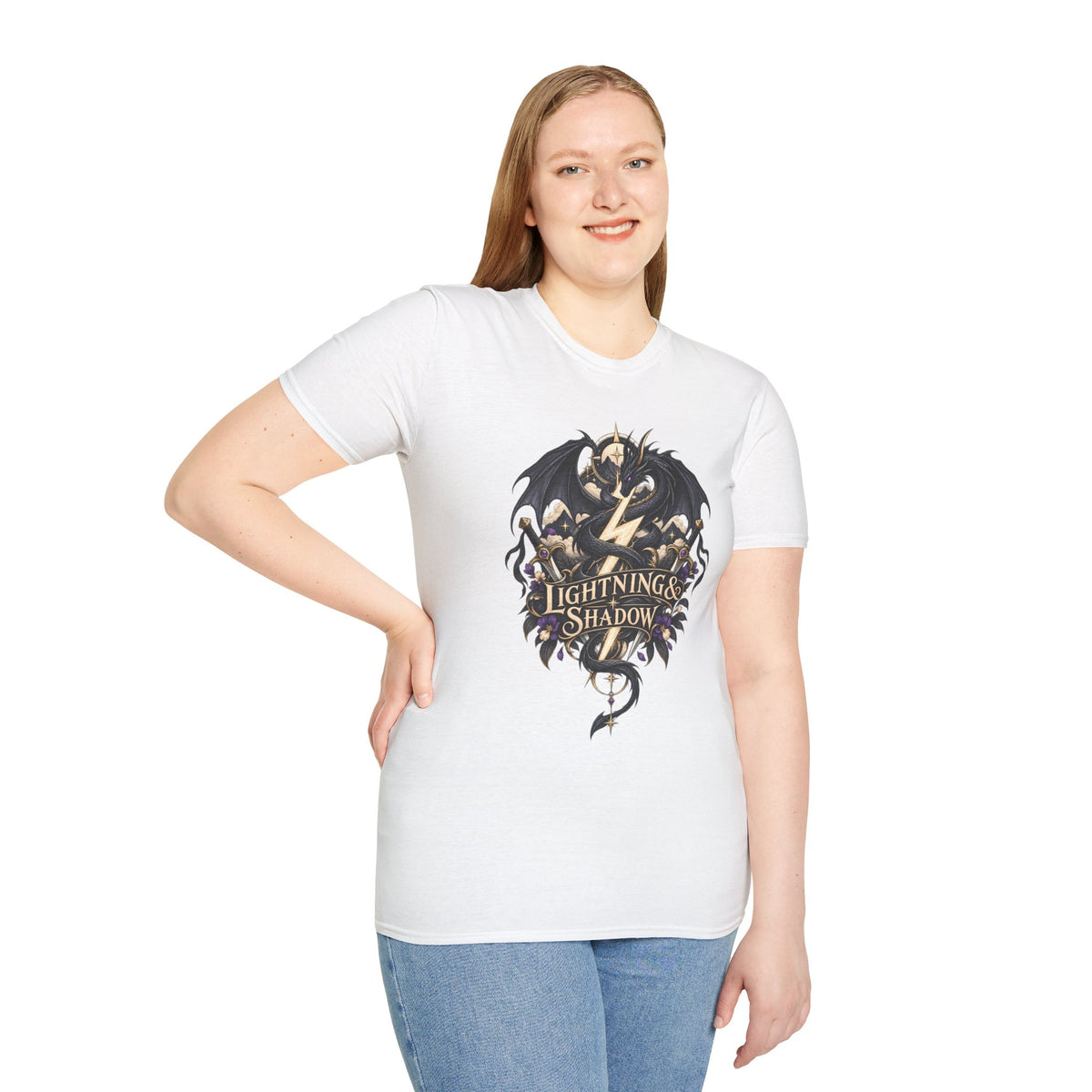 Lightning & Shadow | Onyx Storm Book Inspired Fantasy Dragon T-Shirt
