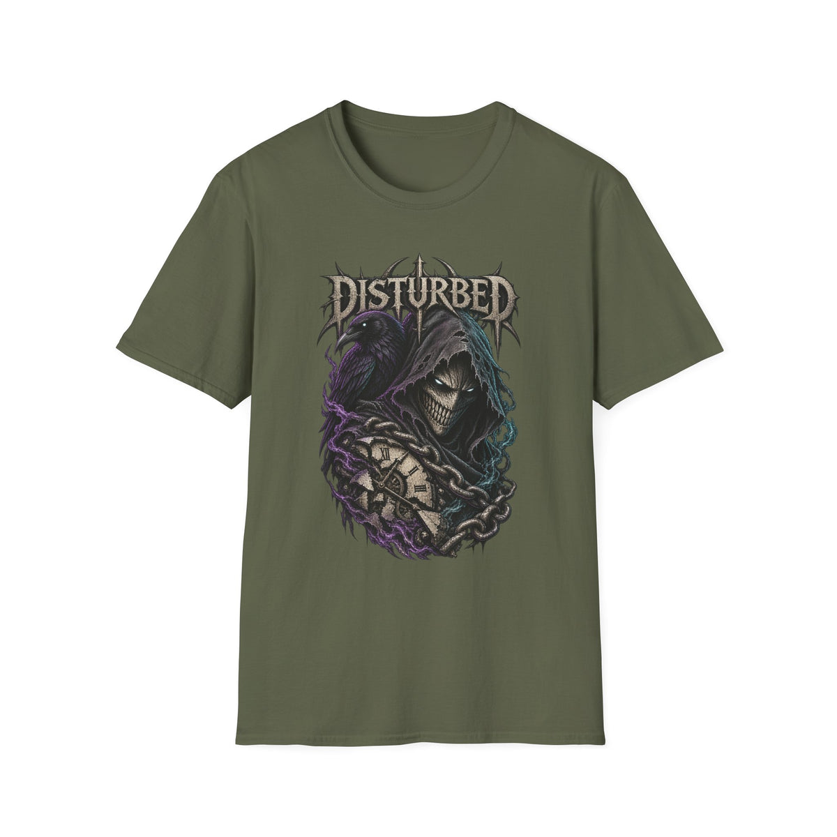 Disturbed | Grim Reaper and Chains Heavy Metal Band Graphic T-Shirt