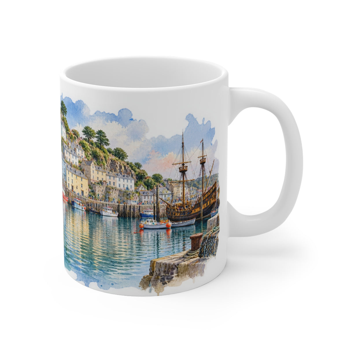 Brixham Harbour Mug | Devon Watercolour | English Riviera Gift