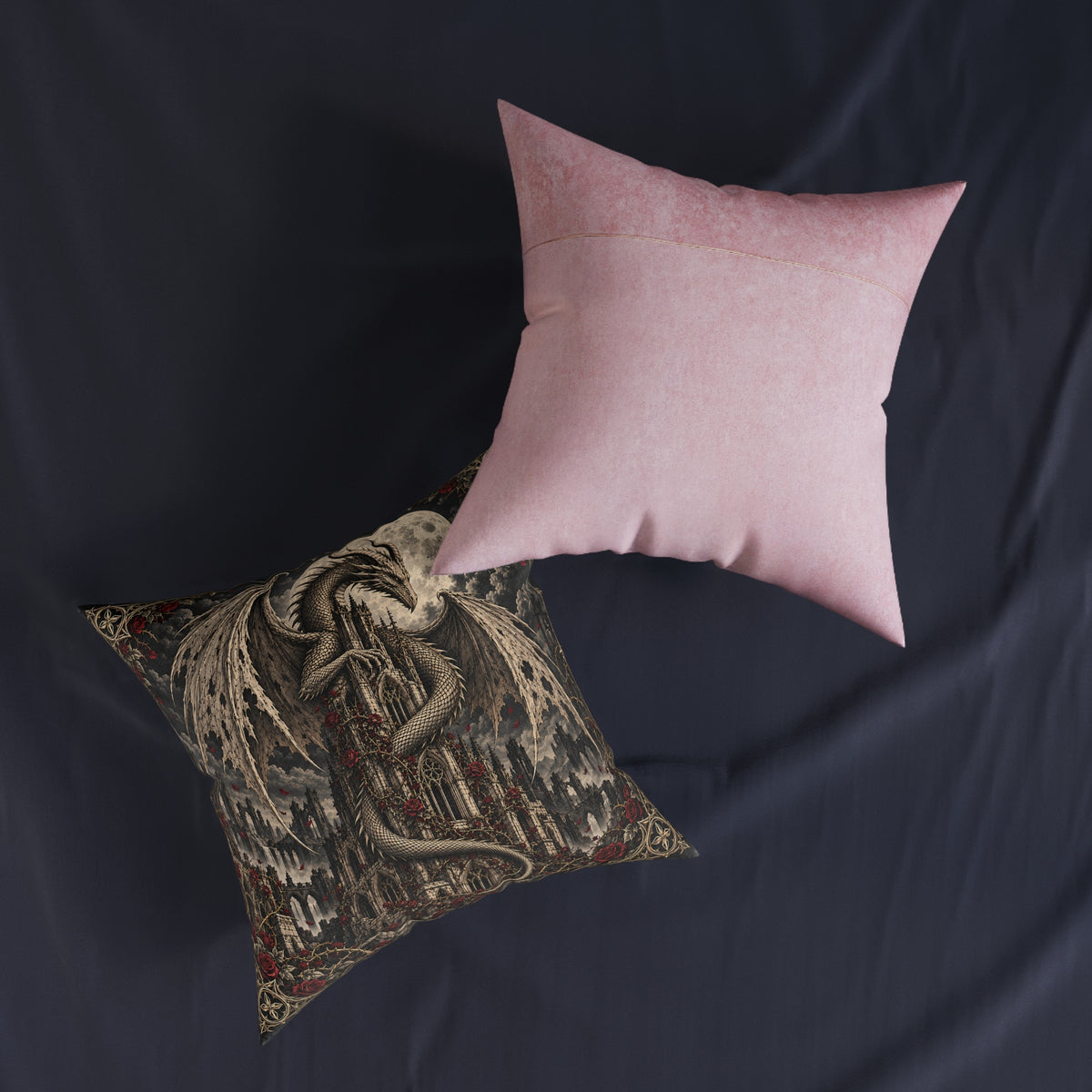 Gothic Dragon Cushion, Filled Decorative Sofa Pillow