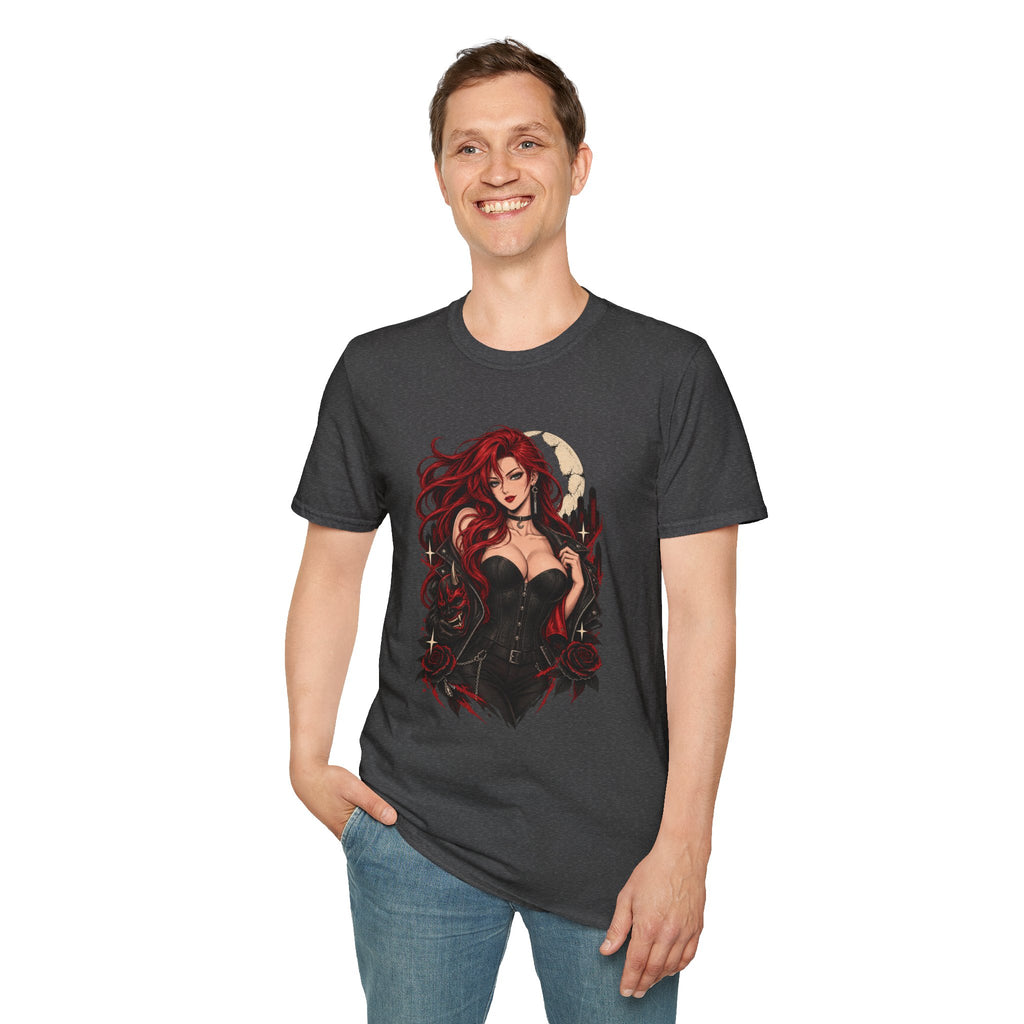 Crimson Dusk | Sexy Gothic Hannya Mask Pin up Woman T-Shirt