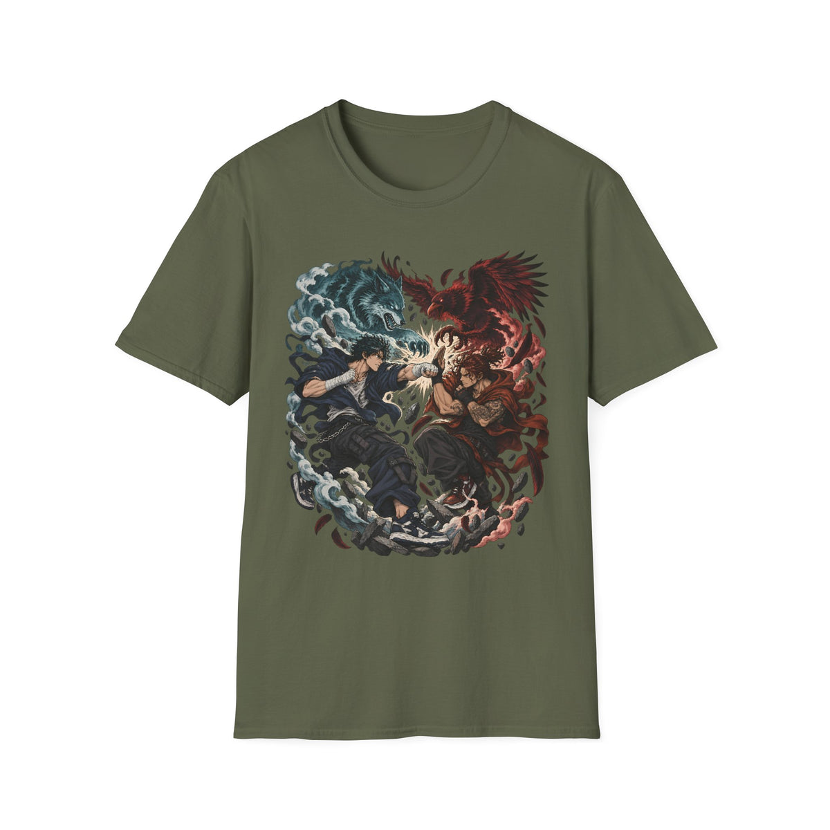 Yin Yang | Wolf Demon vs Phoenix | Japanese Anime Ninja T Shirt
