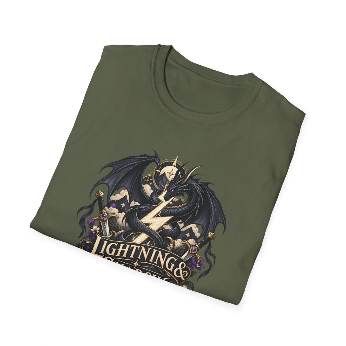 Lightning & Shadow | Onyx Storm Book Inspired Fantasy Dragon T-Shirt