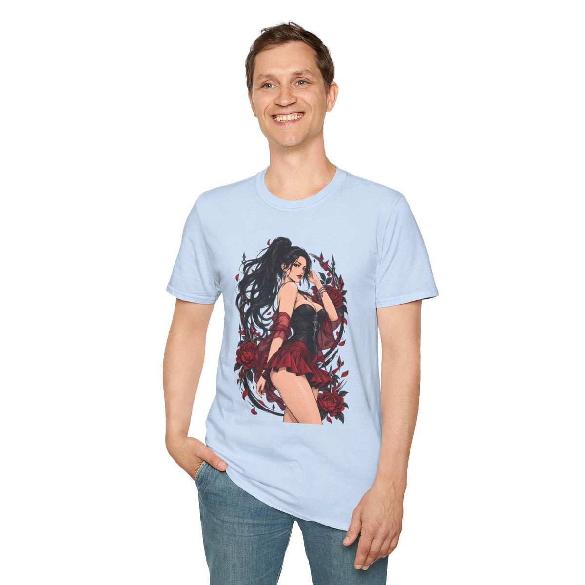 The Seducer | Sexy Black Haired Pony Tail Pin Up Girl Graphic Shirt
