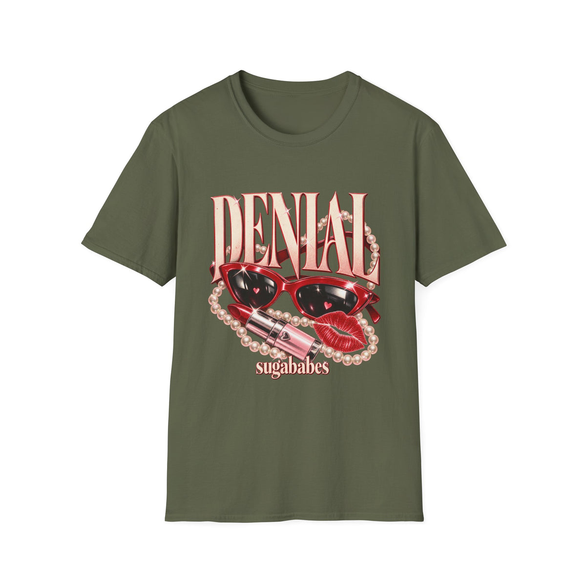 Denial | Sugababes | Retro Sunglasses & Lipstick Design Graphic T-Shirt