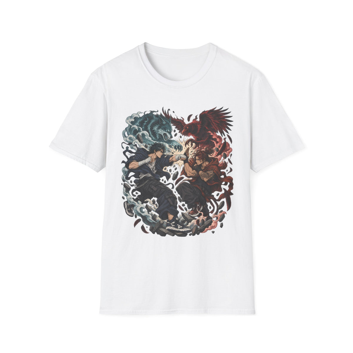 Yin Yang | Wolf Demon vs Phoenix | Japanese Anime Ninja T Shirt