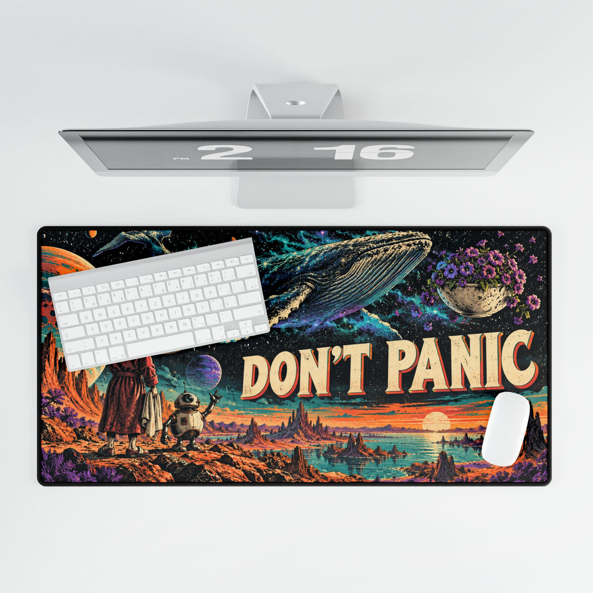 Don't Panic | Cosmic Whale Gaming Desk Pad