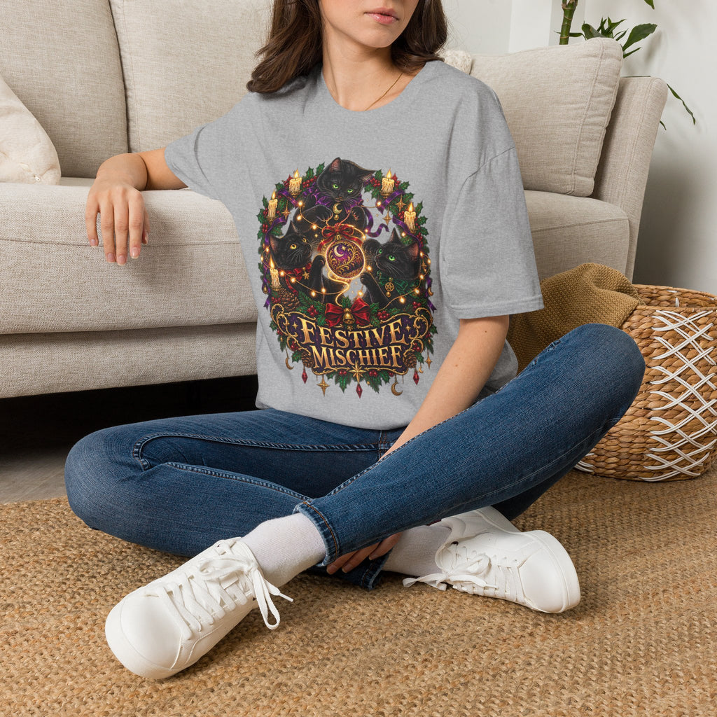 Festive Mischief | Cat Lover Christmas Holiday T-Shirt