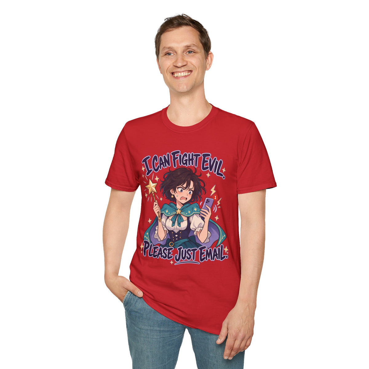 Working Witch | I Can Fight Evil, Please Just Email | Cute Anime T Shirt