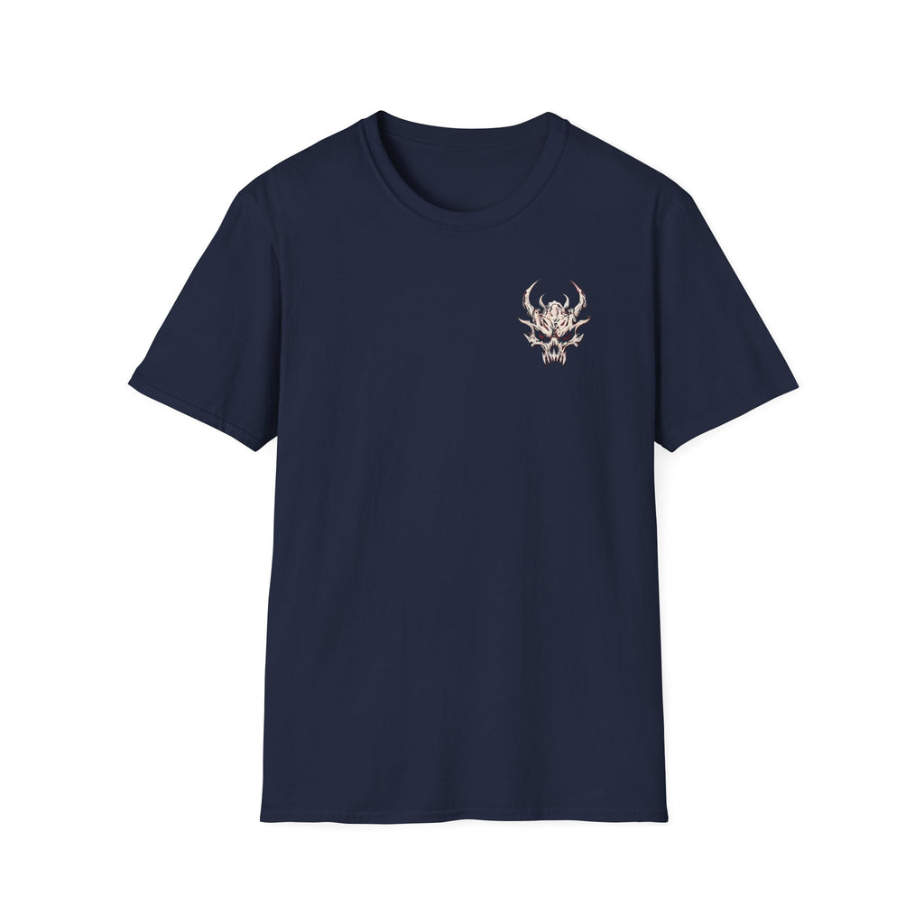 Demon Skull Chest Tee — Gothic Horned Skull T-Shirt