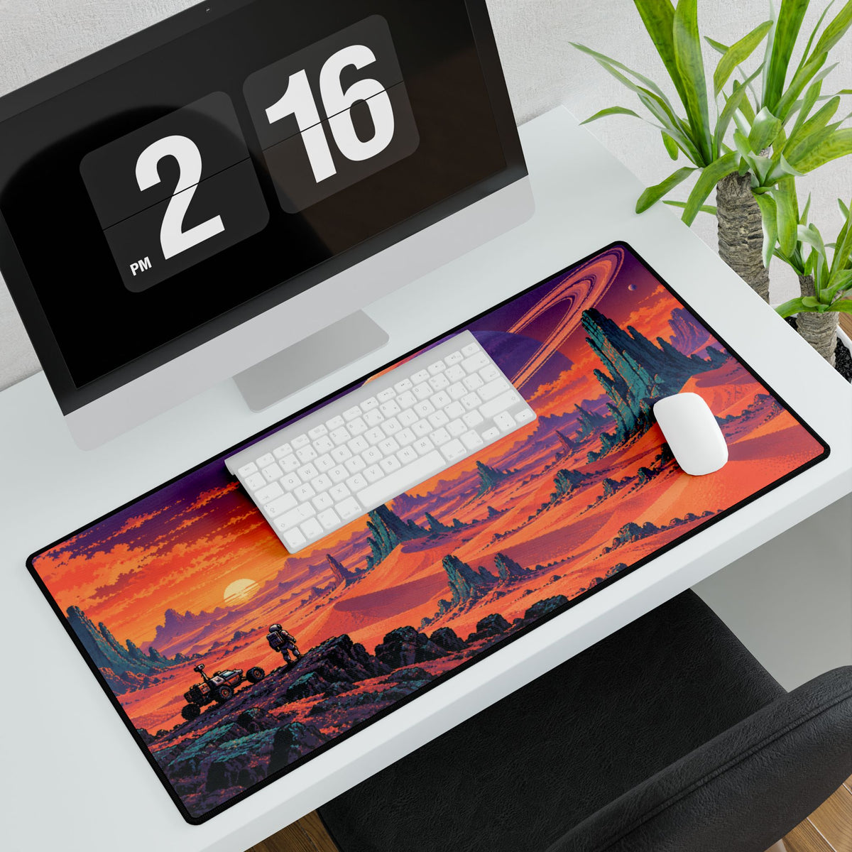 Planetscape | Retro Sci‑Fi Alien Landscape Gaming Mouse Pad