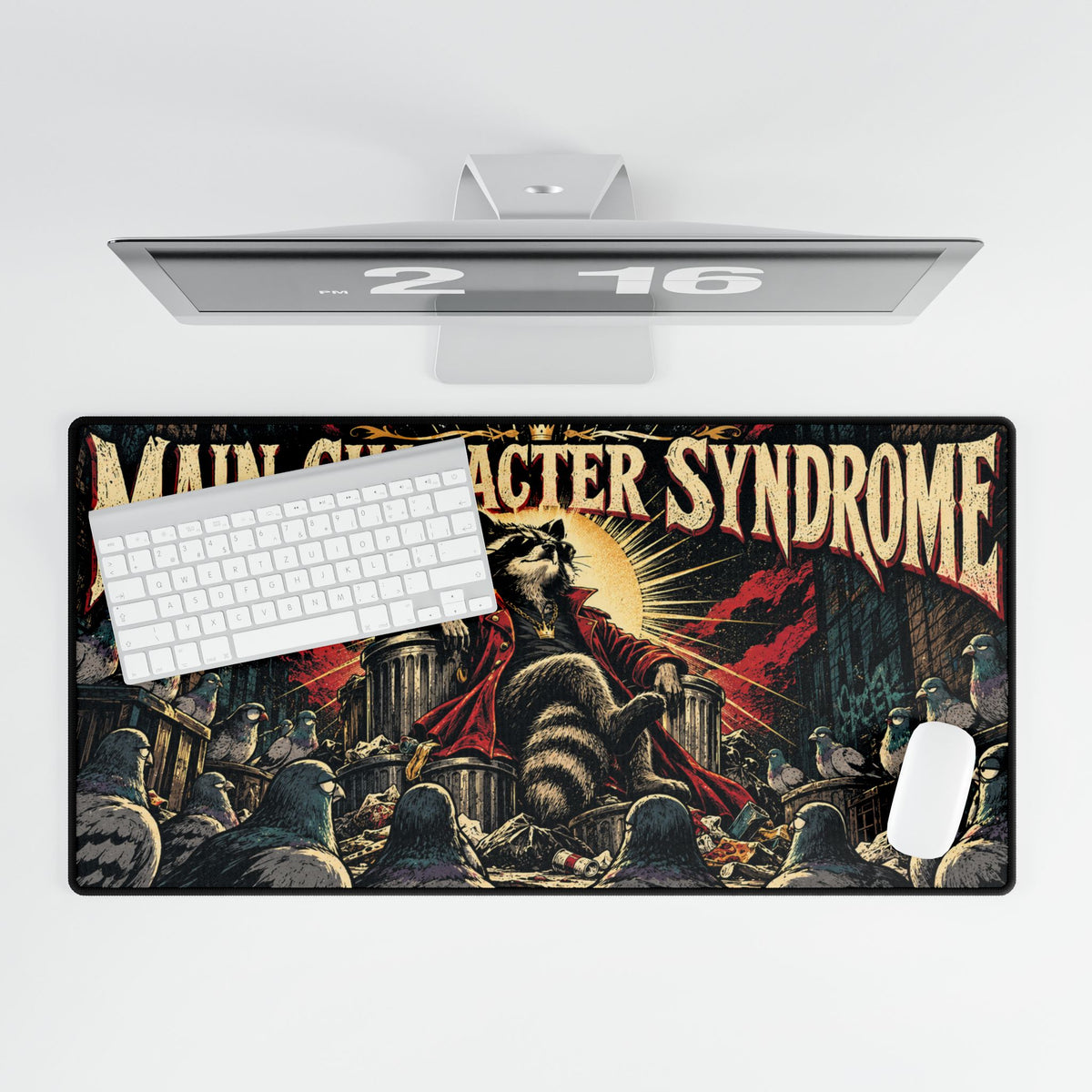 Main Character Syndrome | Epic Raccoon Throne Gaming Mouse Pad