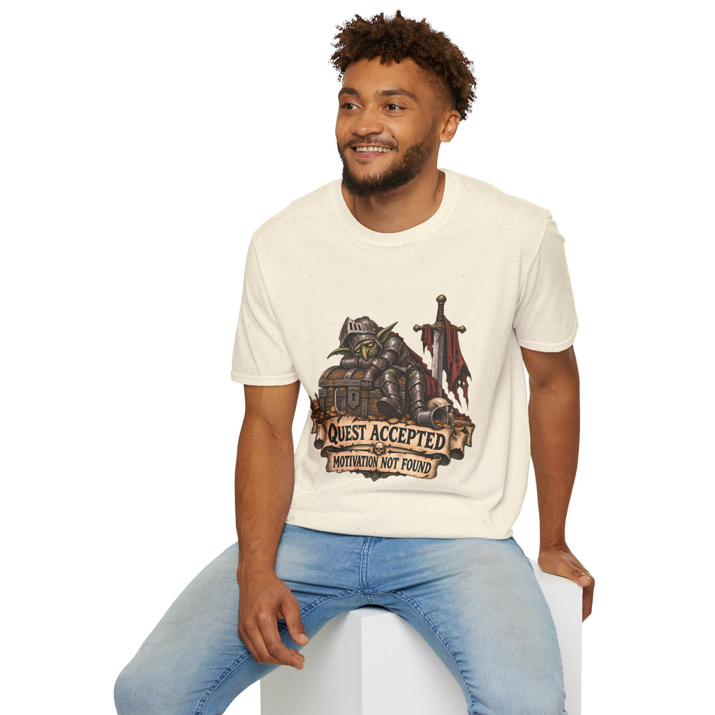 Quest Accepted T‑Shirt | Fantasy Gamer Tee (Motivation Not Found)