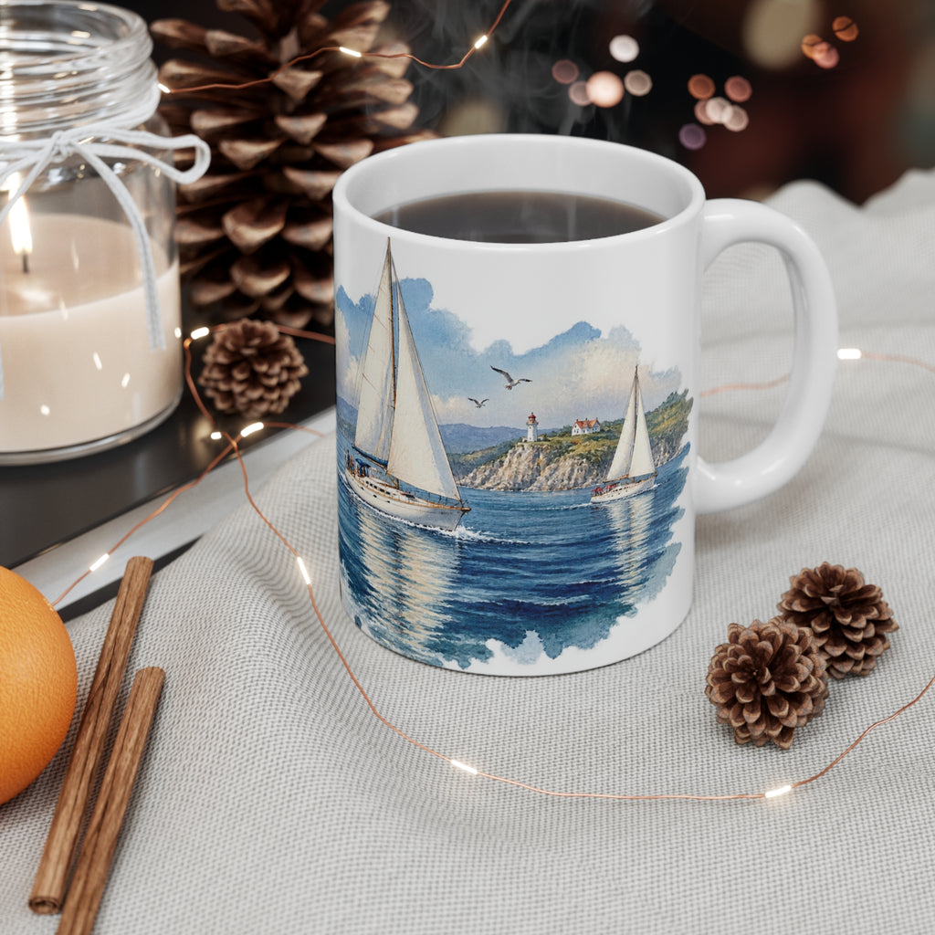 Sailboat Regatta Watercolour Mug | Nautical Sailing Scene
