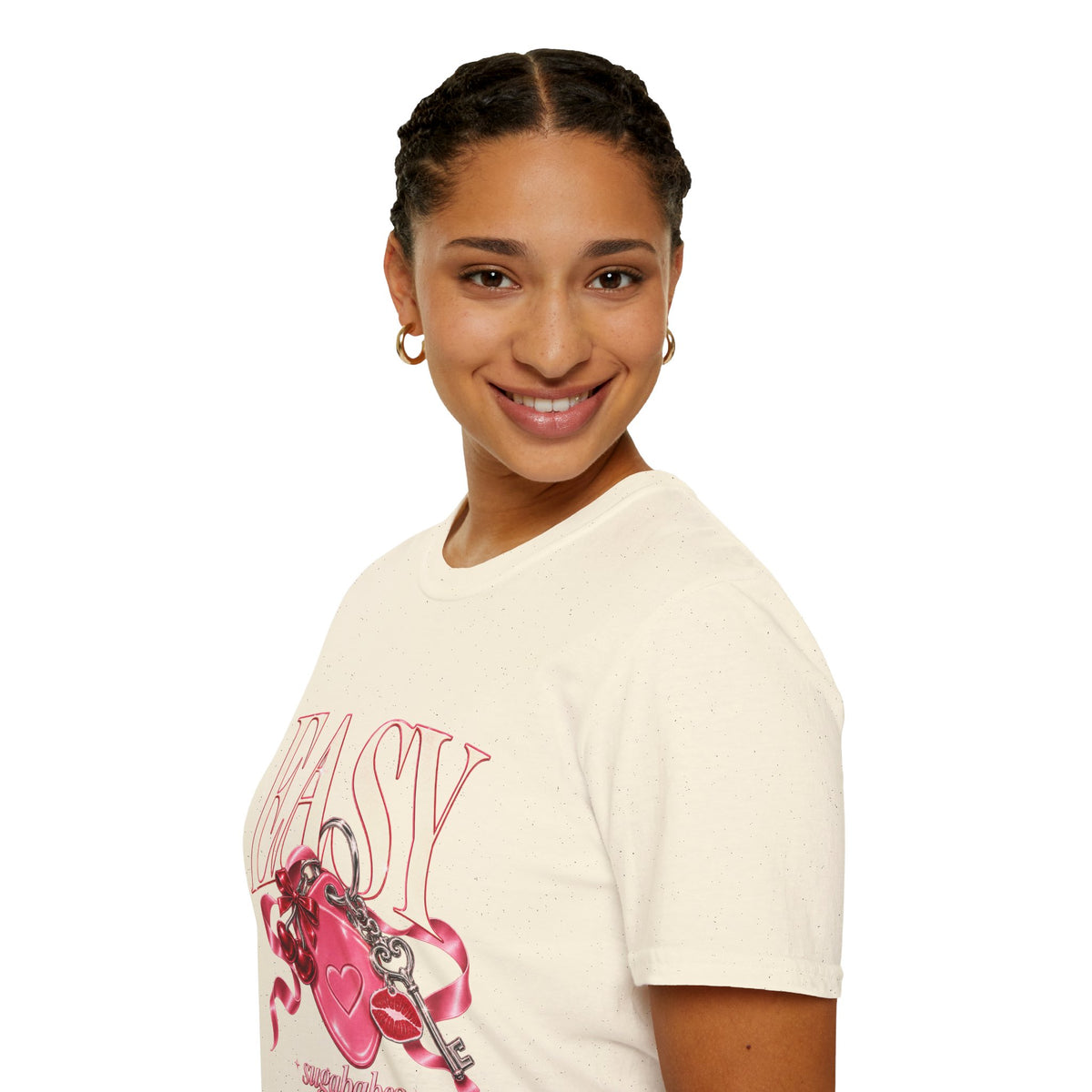 Sugababes | Easy Lockheart Pink Key & Heart Graphic T Shirt