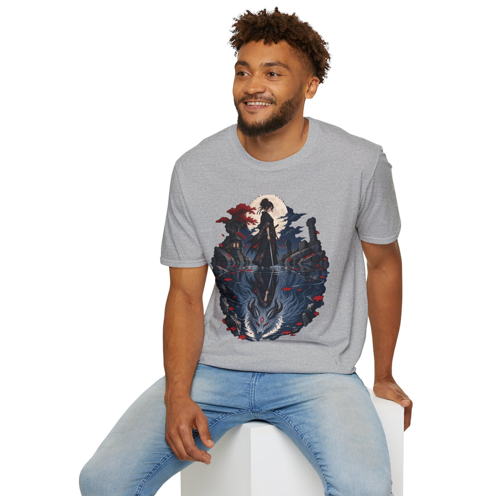 Reflection of a Monster | Moonlit Wolf Spirit T-Shirt | Samurai Silhouette Graphic Tee