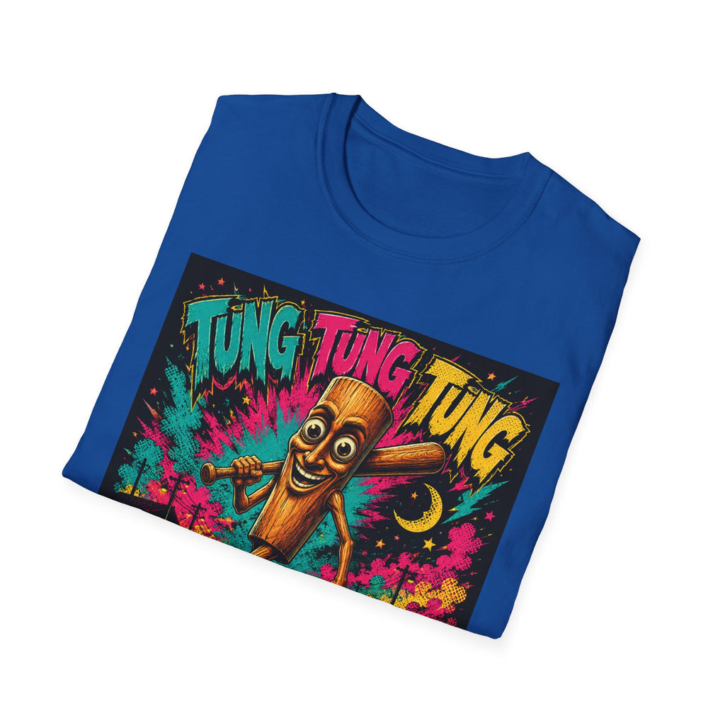 T-Shirt — Colorful 'Tung Tung Tung' Cartoon Log Design (Sahur)